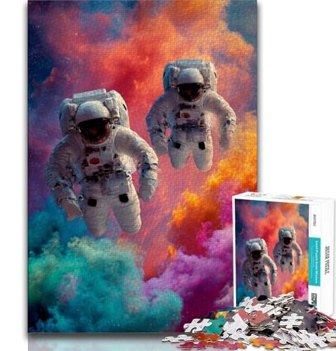 Astronauten im Weltraum, 1000-teiliges Puzzle für Erwachsene und Jugendliche, zum Zeitvertreib zu Hause mit vollständig ineinandergreifenden, zufällig geformten Teilen, 38x26cm Astronauten im Weltraum, 1000-teiliges Puzzle für Erwachsene und Jugendliche, zum Zeitvertreib zu Hause mit vollständig ineinandergreifenden, zufällig geformten Teilen, 38x26cm von FLKFDOZ