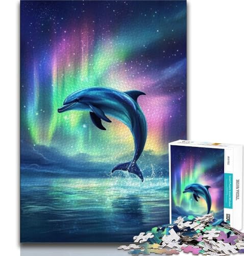 Aurora Dolphin 1000-teiliges Puzzle für Erwachsene, Familienspiel zum Stressabbau, schwierige Herausforderung, Künstlersammlung, bildende Kunst, 38x52cm von FLKFDOZ