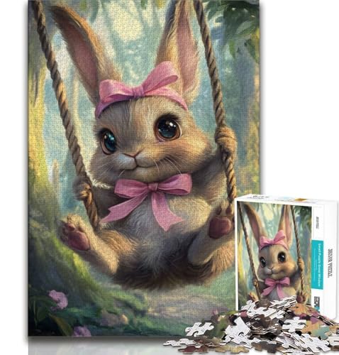 Baby-Häschen auf der Schaukel, 1000-teiliges Puzzle für Erwachsene, Geschenke, dekomprimierendes intellektuelles Lernspielzeug, tolle Geschenke und Spielzeuge, 38x26cm Baby-Häschen auf der Schaukel, 1000-teiliges Puzzle für Erwachsene, Geschenke, dekomprimierendes intellektuelles Lernspielzeug, tolle Geschenke und Spielzeuge, 38x26cm von FLKFDOZ