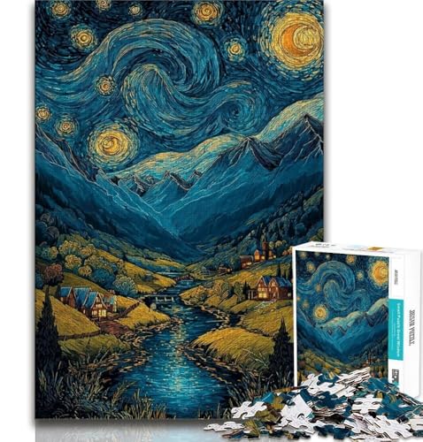 Berge unter dem Nachthimmel, Puzzle für Erwachsene und Jugendliche, 1000 Teile, dekomprimierendes intellektuelles Lernspielzeug, geeignet als Schreibtischdekoration, 38x52cm Berge unter dem Nachthimmel, Puzzle für Erwachsene und Jugendliche, 1000 Teile, dekomprimierendes intellektuelles Lernspielzeug, geeignet als Schreibtischdekoration, 38x52cm von FLKFDOZ
