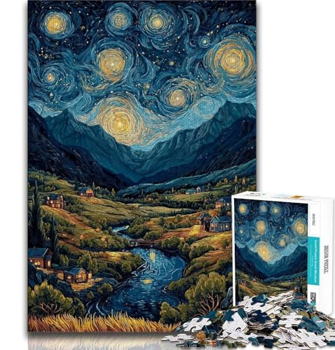 Berge unter dem Nachthimmel, Puzzles für Teenager, 1000 Teile, Familienspiel, Stressabbau, schwierige Herausforderung, tolle Geschenke und Spielzeuge, 50x75cm von FLKFDOZ