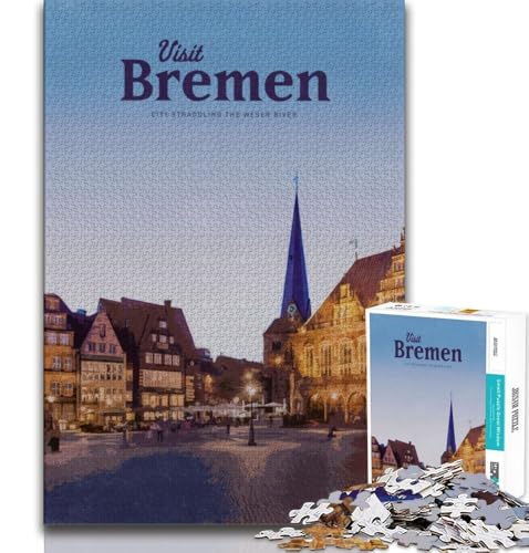 Besuchen Sie Bremen, 1000-teiliges Puzzle für Erwachsene und Jugendliche, entspannendes intellektuelles Lernspielzeug, Geburtstagsgeschenk, Geschenke, Wandkunst, 50x75cm Besuchen Sie Bremen, 1000-teiliges Puzzle für Erwachsene und Jugendliche, entspannendes intellektuelles Lernspielzeug, Geburtstagsgeschenk, Geschenke, Wandkunst, 50x75cm von FLKFDOZ