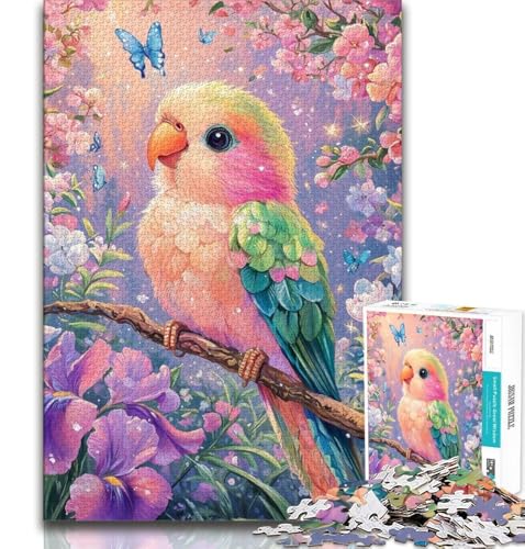 Blumen-Papagei-Puzzle, 1000 Teile, für Erwachsene, anspruchsvoll zu vervollständigen, Aber lustig und humorvoll, mit passendem Poster und Quizblatt, 50x75cm von FLKFDOZ