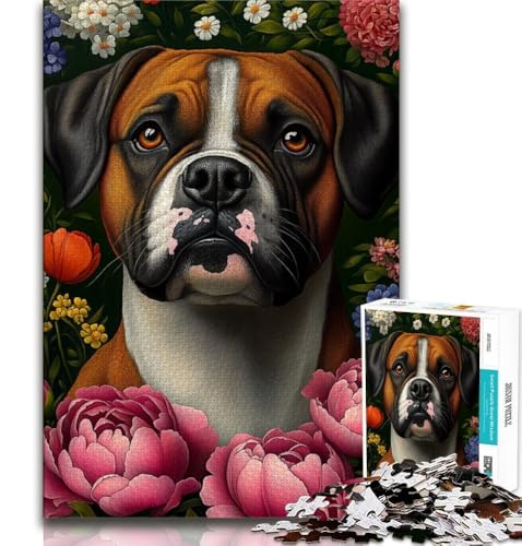 Boxer-Hunde-Puzzle 1000 Teile für Teenager, anspruchsvolles Spiel und Familienspiel mit vollständig ineinandergreifenden, zufällig geformten Teilen, 50x75cm Boxer-Hunde-Puzzle 1000 Teile für Teenager, anspruchsvolles Spiel und Familienspiel mit vollständig ineinandergreifenden, zufällig geformten Teilen, 50x75cm von FLKFDOZ