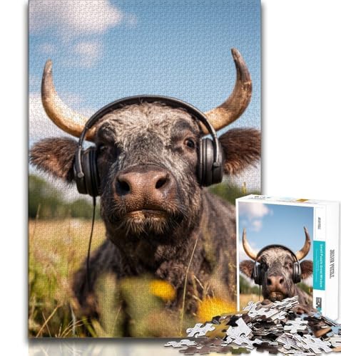 Buffalo trägt Kopfhörer, 1000-teiliges Puzzle, Lernspiel, Herausforderung, Spielzeug, Wanddekoration, einzigartige Geburtstags, 38x26cm Buffalo trägt Kopfhörer, 1000-teiliges Puzzle, Lernspiel, Herausforderung, Spielzeug, Wanddekoration, einzigartige Geburtstags, 38x26cm von FLKFDOZ