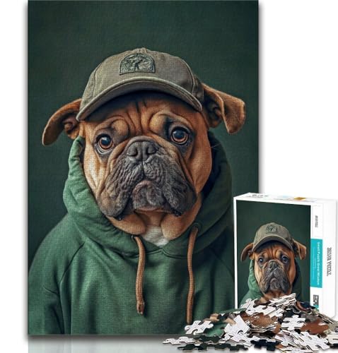 Bulldogge im Sweatshirt, 1000-teiliges Puzzle für Erwachsene und Jugendliche, Quizspiel, Wanddekoration, einzigartige Geburtstags, 38x26cm Bulldogge im Sweatshirt, 1000-teiliges Puzzle für Erwachsene und Jugendliche, Quizspiel, Wanddekoration, einzigartige Geburtstags, 38x26cm von FLKFDOZ