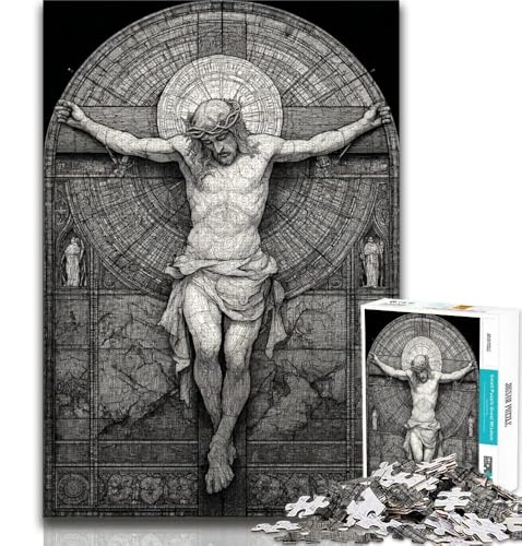 Buntglas-Jesus-Puzzle, 1000 Teile, für Teenager, Geschenke, Stressabbau, schwierige Herausforderung, stärkt die Liebe zwischen Paaren, 38x26cm Buntglas-Jesus-Puzzle, 1000 Teile, für Teenager, Geschenke, Stressabbau, schwierige Herausforderung, stärkt die Liebe zwischen Paaren, 38x26cm von FLKFDOZ