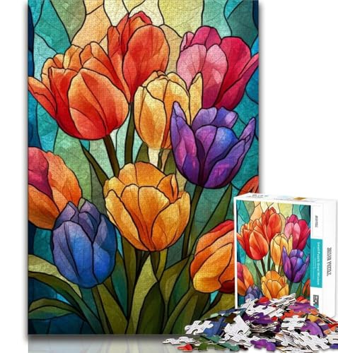 Buntglas-Tulpen-Puzzle für Erwachsene, 1000 Teile, anspruchsvoll zu vervollständigen, Aber lustig und humorvoll, mit passendem Poster und Quizblatt, 38x26cm Buntglas-Tulpen-Puzzle für Erwachsene, 1000 Teile, anspruchsvoll zu vervollständigen, Aber lustig und humorvoll, mit passendem Poster und Quizblatt, 38x26cm von FLKFDOZ