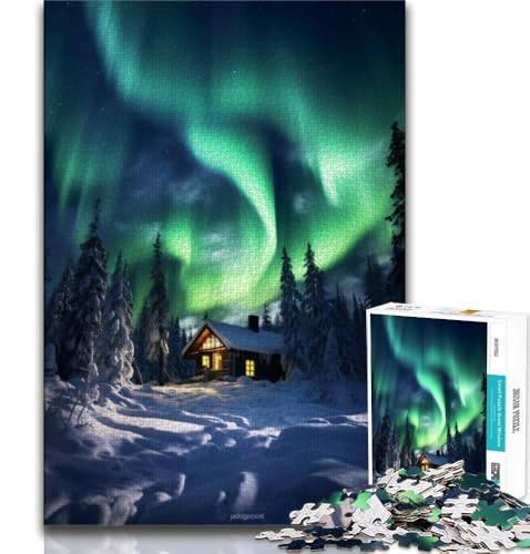 Cabin Under The Aurora Puzzle 1000 Teile für Erwachsene, Geschenke, anspruchsvolles Spiel und Familienspiel, Wanddekoration, einzigartige Geburtstags, 38x52cm Cabin Under The Aurora Puzzle 1000 Teile für Erwachsene, Geschenke, anspruchsvolles Spiel und Familienspiel, Wanddekoration, einzigartige Geburtstags, 38x52cm von FLKFDOZ