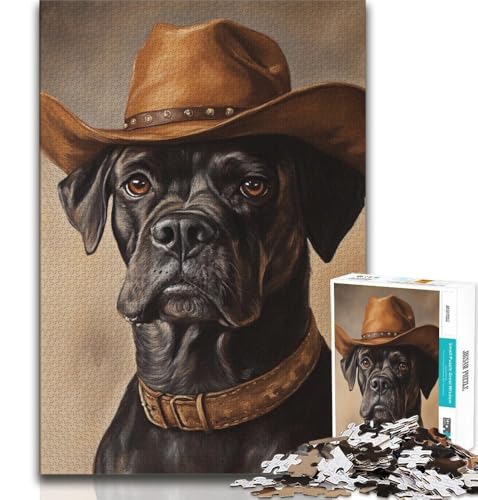 Cowboy-Boxer-Hund-Puzzle für Erwachsene, 1000 Teile, anspruchsvolles Spielspielzeug, jedes Teil ist einzigartig – anspruchsvolles Familienspaßspiel, 38x26cm Cowboy-Boxer-Hund-Puzzle für Erwachsene, 1000 Teile, anspruchsvolles Spielspielzeug, jedes Teil ist einzigartig – anspruchsvolles Familienspaßspiel, 38x26cm von FLKFDOZ
