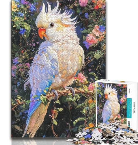 Dschungel-Puzzle mit weißem Papagei für Teenager, 1000 Teile, Mustermontage, Spaß bei Aktivitäten zu Hause, Geburtstagsgeschenk, Reisegeschenke, 38x26cm von FLKFDOZ