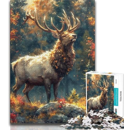 Dschungelhirsch-Puzzle für Teenager, 1000 Puzzles, Lernspielzeug, Familienspiele mit passendem Poster und Quizblatt, 38x52cm Dschungelhirsch-Puzzle für Teenager, 1000 Puzzles, Lernspielzeug, Familienspiele mit passendem Poster und Quizblatt, 38x52cm von FLKFDOZ