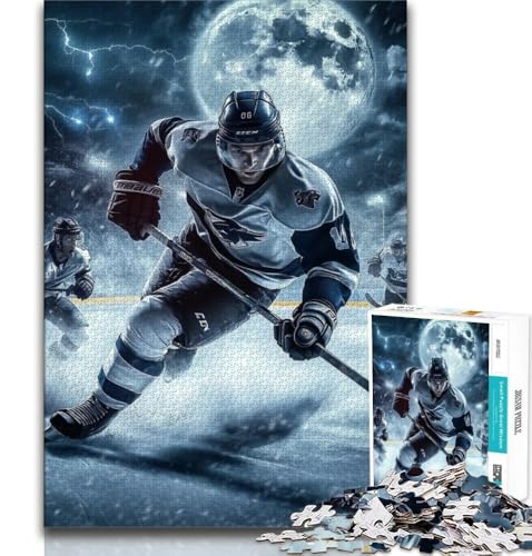 Eishockeyspieler-Puzzle für Erwachsene, 1000 Teile, anspruchsvolles Spiel und Familienspiel, ganze Familie, 38x26cm von FLKFDOZ
