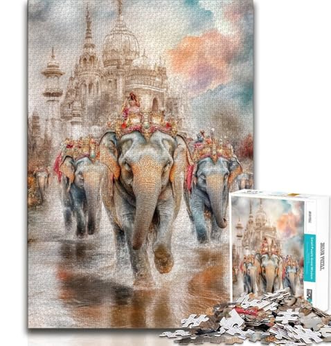 Elefanten-Ölgemälde-Puzzle 1000 Teile für Teenager-Geschenke, Spielzeug, Lernspiele, Stressabbau, tolle Geschenke und Spielzeuge, 50x75cm Elefanten-Ölgemälde-Puzzle 1000 Teile für Teenager-Geschenke, Spielzeug, Lernspiele, Stressabbau, tolle Geschenke und Spielzeuge, 50x75cm von FLKFDOZ