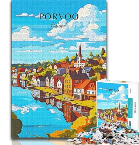 Finnland Porvoo Reise-Puzzle 1000 Teile für Teenager-Geschenke, Quizspiel, Wanddekoration, einzigartige Geburtstags, 38x26cm von FLKFDOZ