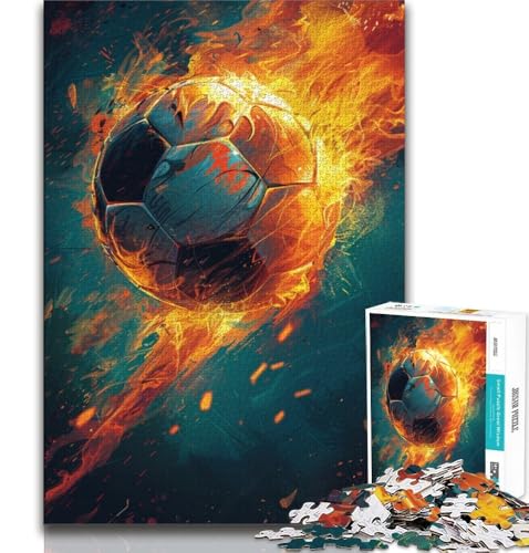 Flammenfußball-Puzzles für Teenager, 2000, Spielzeug, Lernspiele, Stressabbau, geeignet als Schreibtischdekoration, 70x100cm Flammenfußball-Puzzles für Teenager, 2000, Spielzeug, Lernspiele, Stressabbau, geeignet als Schreibtischdekoration, 70x100cm von FLKFDOZ
