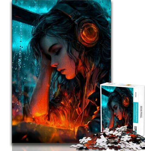 Frau hört Musik Puzzle 1000 Teile für Erwachsene und Jugendliche, dekomprimierendes intellektuelles Lernspielzeug, tolle Geschenke und Spielzeuge, 50x75cm Frau hört Musik Puzzle 1000 Teile für Erwachsene und Jugendliche, dekomprimierendes intellektuelles Lernspielzeug, tolle Geschenke und Spielzeuge, 50x75cm von FLKFDOZ
