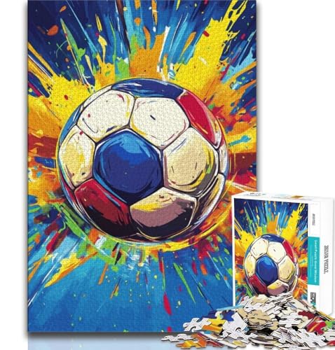 Fußball-Ölgemälde-Puzzles für Teenager, 1000 Teile, Denksportspiel, Wanddekoration, einzigartige Geburtstags, 38x26cm von FLKFDOZ