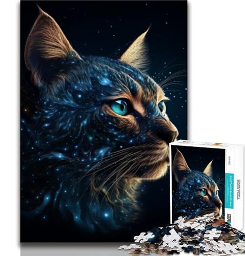 Galaxy Cats Puzzle für Teenager, 1000 Teile, Dekomprimierendes intellektuelles Lernspielzeug, tolle Geschenke und Spielzeuge, 38x26cm von FLKFDOZ