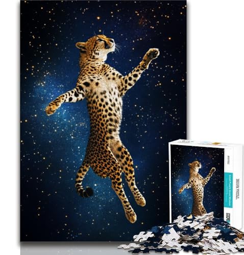 Galaxy Cheetah Puzzles für Teenager, 1000 Teile, Dekomprimierendes intellektuelles Lernspielzeug, Geburtstagsgeschenk, Geschenke, Wandkunst, 38x26cm von FLKFDOZ