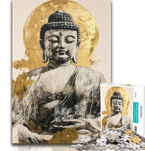 Goldene Buddha-Statue, Puzzle für Teenager, 1000 Teile, Lernspiele, Heimdekoration, geeignet für die Schreibtischdekoration, 38x26cm Goldene Buddha-Statue, Puzzle für Teenager, 1000 Teile, Lernspiele, Heimdekoration, geeignet für die Schreibtischdekoration, 38x26cm von FLKFDOZ