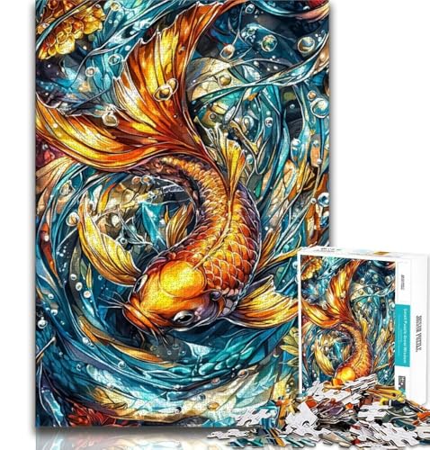 Goldener Karpfen, 1000-teiliges Puzzle für Teenager, Lernspielzeug, Familienspiele, Geschenke für Freunde und Familie, 38x26cm Goldener Karpfen, 1000-teiliges Puzzle für Teenager, Lernspielzeug, Familienspiele, Geschenke für Freunde und Familie, 38x26cm von FLKFDOZ