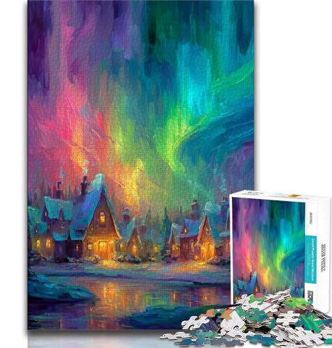 Häuser unter der Aurora, Puzzle für Teenager, 2000 Teile, Lernspiele, Heimdekoration, Geschenk für die ganze Familie, 70x100cm von FLKFDOZ