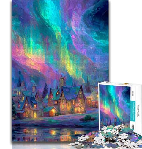 Häuser unter der Aurora, Puzzle für Teenager, 2000 Teile, Staycation, Zeit totschlagen, jedes Teil ist einzigartig – anspruchsvolles Familienspiel, 70x100cm Häuser unter der Aurora, Puzzle für Teenager, 2000 Teile, Staycation, Zeit totschlagen, jedes Teil ist einzigartig – anspruchsvolles Familienspiel, 70x100cm von FLKFDOZ