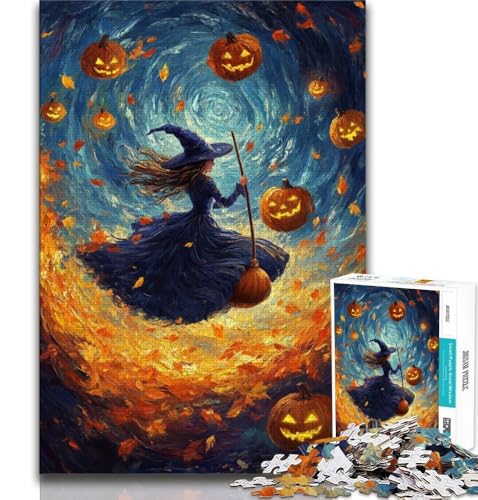 Halloween-Hexen-Puzzles für Erwachsene und Jugendliche, dekomprimierendes intellektuelles Lernspielzeug, Geburtstagsgeschenk, Geschenke, Wandkunst, 70x100cm von FLKFDOZ