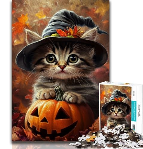 Halloween-Kätzchen-Puzzle, 2000 Teile, für Erwachsene, Lernspielzeug, Familienspiele mit passendem Poster und Quizblatt, 70x100cm von FLKFDOZ