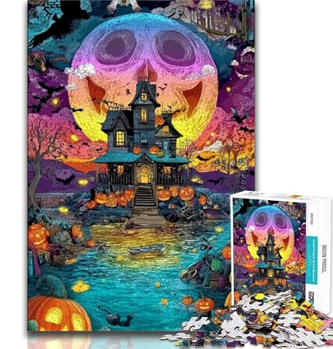 Halloween-Schloss-Puzzle für Teenager, 1000 Teile, Stressabbau, schwierige Herausforderung, stärkt die Liebe zwischen Paaren, 38x52cm von FLKFDOZ