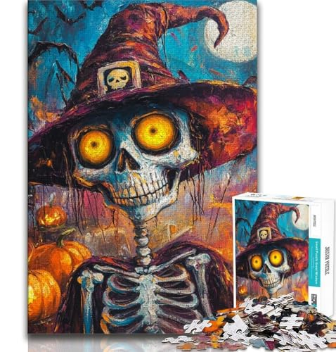 Halloween-Skelett, 1000-teiliges Puzzle für Erwachsene und Jugendliche, entspannendes intellektuelles Lernspielzeug, Wichtelgeschenke, 38x52cm von FLKFDOZ