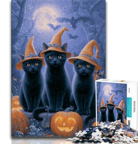 Halloween-Tiere, Puzzle für Erwachsene, 1000 Teile, schwierig, hilft dem Gehirn, süchtig machendes Spielzeug zur Förderung der Geduld, tolles Geschenk, 38x52cm Halloween-Tiere, Puzzle für Erwachsene, 1000 Teile, schwierig, hilft dem Gehirn, süchtig machendes Spielzeug zur Förderung der Geduld, tolles Geschenk, 38x52cm von FLKFDOZ