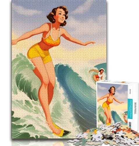 Hawaii-Surfer-Mädchen-Puzzle 2000 Teile für Teenager-Geschenke, Quizspiel, Wanddekoration, einzigartige Geburtstags, 70x100cm Hawaii-Surfer-Mädchen-Puzzle 2000 Teile für Teenager-Geschenke, Quizspiel, Wanddekoration, einzigartige Geburtstags, 70x100cm von FLKFDOZ