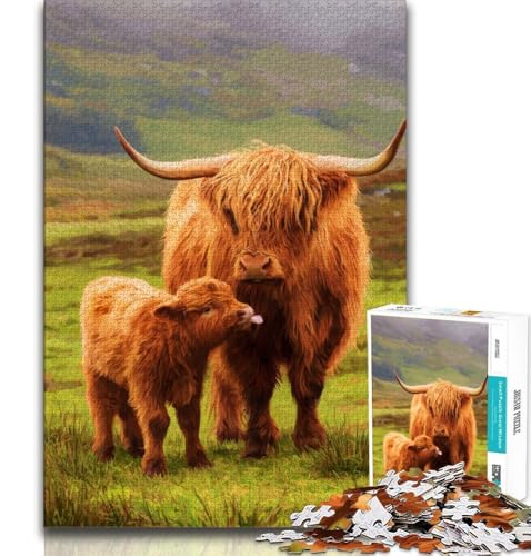Highland Cow 1000-teiliges Puzzle für Erwachsene und Jugendliche, Stressabbau, schwierige Herausforderung, gutes Geschenk für die ganze Familie, 50x75cm Highland Cow 1000-teiliges Puzzle für Erwachsene und Jugendliche, Stressabbau, schwierige Herausforderung, gutes Geschenk für die ganze Familie, 50x75cm von FLKFDOZ