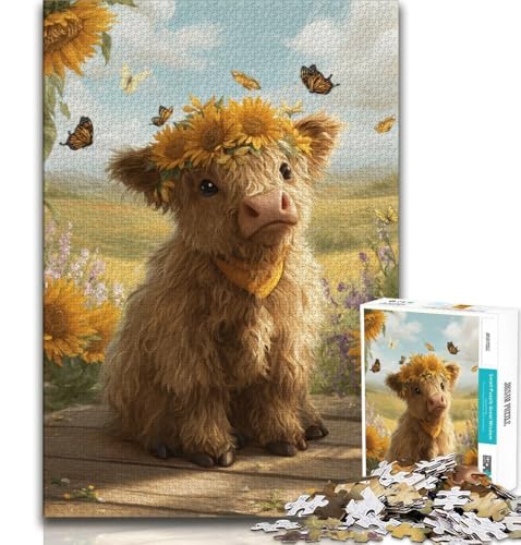 Highland Cow Baby 1000-teiliges Puzzle für Erwachsene und Jugendliche, Quizspiel, Wanddekoration, einzigartige Geburtstags, 38x26cm Highland Cow Baby 1000-teiliges Puzzle für Erwachsene und Jugendliche, Quizspiel, Wanddekoration, einzigartige Geburtstags, 38x26cm von FLKFDOZ