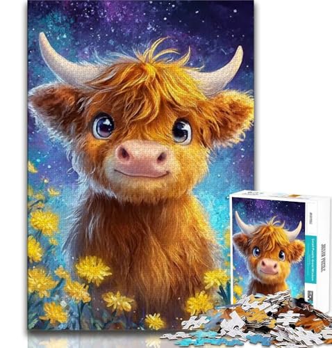 Highland Cow Baby 1000-teiliges Puzzle für Teenager, Lernspielzeug, ganze Familie, 38x52cm Highland Cow Baby 1000-teiliges Puzzle für Teenager, Lernspielzeug, ganze Familie, 38x52cm von FLKFDOZ