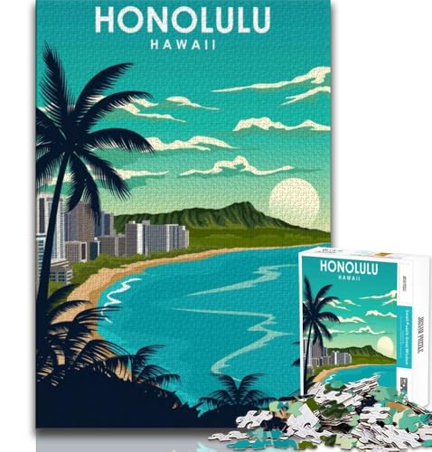 Honolulu Hawaii Reise-Puzzle mit 1000 Teilen für Erwachsene, Geschenke, anspruchsvolles Spiel und Familienspiel, ganze Familie, 38x26cm Honolulu Hawaii Reise-Puzzle mit 1000 Teilen für Erwachsene, Geschenke, anspruchsvolles Spiel und Familienspiel, ganze Familie, 38x26cm von FLKFDOZ