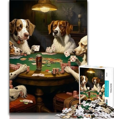 Hunde Spielen Poker, 1000-teiliges Puzzle, Lernspiel, Herausforderung, Spielzeug, Wanddekoration, einzigartige Geburtstags, 38x26cm von FLKFDOZ