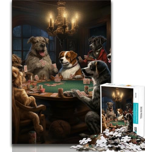 Hunde Spielen Poker, Puzzle 1000 Teile, für Teenager, Geschenke, Lernspiele, Wanddekoration, einzigartige Geburtstags, 38x26cm von FLKFDOZ