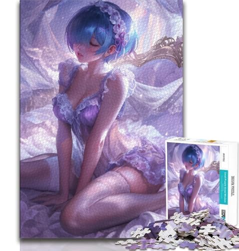 Japanische Anime-Mädchen-Puzzles für Erwachsene und Teenager, herausfordernd zu vervollständigen, Aber unterhaltsames und humorvolles Lernspiel zum Geburtstag, 38x52cm von FLKFDOZ