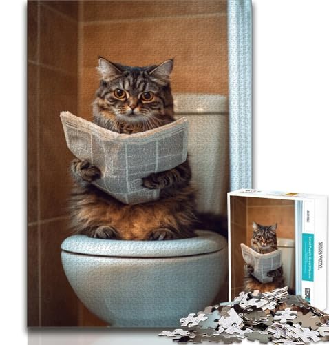 Katze auf der Toilette Puzzle 1000 Teile für Erwachsene und Jugendliche, Spielzeug, Lernspiele, Stressabbau, tolle Geschenke und Spielzeuge, 50x75cm Katze auf der Toilette Puzzle 1000 Teile für Erwachsene und Jugendliche, Spielzeug, Lernspiele, Stressabbau, tolle Geschenke und Spielzeuge, 50x75cm von FLKFDOZ