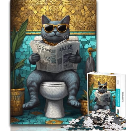 Katze auf der Toilette Puzzle für Erwachsene 1000 Teile Puzzle, Denkspiel Wanddekoration Einzigartige Geburtstags 38x26cm Katze auf der Toilette Puzzle für Erwachsene 1000 Teile Puzzle, Denkspiel Wanddekoration Einzigartige Geburtstags 38x26cm von FLKFDOZ