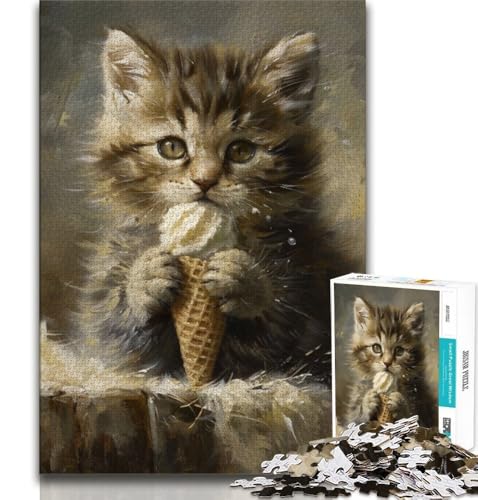 Katze isst Eiscreme-Puzzles für Teenager, 2000 Teile, Denksportspiel, Wanddekoration, einzigartige Geburtstags, 70x100cm Katze isst Eiscreme-Puzzles für Teenager, 2000 Teile, Denksportspiel, Wanddekoration, einzigartige Geburtstags, 70x100cm von FLKFDOZ