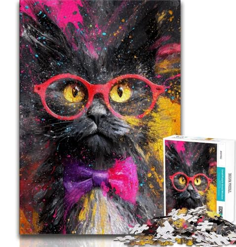 Katze mit Brille, Puzzle für Erwachsene und Teenager, Puzzle, Spielzeug, Lernspiele, Stressabbau, tolle Geschenke und Spielzeug, 50x75cm Katze mit Brille, Puzzle für Erwachsene und Teenager, Puzzle, Spielzeug, Lernspiele, Stressabbau, tolle Geschenke und Spielzeug, 50x75cm von FLKFDOZ
