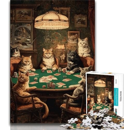 Katze spielt Poker Puzzle für Erwachsene 1000 Teile Puzzle, Denkspiel Wanddekoration Einzigartige Geburtstags 38x52cm Katze spielt Poker Puzzle für Erwachsene 1000 Teile Puzzle, Denkspiel Wanddekoration Einzigartige Geburtstags 38x52cm von FLKFDOZ