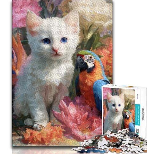 Katze und Papagei, 2000-teiliges Puzzle für Teenager, Familienspiel zum Stressabbau, schwierige Herausforderung, Wichtelgeschenke, 70x100cm von FLKFDOZ