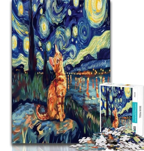 Katze unter dem Nachthimmel, 1000-teiliges Puzzle für Erwachsene und Jugendliche, Quizspiel, Wanddekoration, einzigartige Geburtstags, 38x52cm Katze unter dem Nachthimmel, 1000-teiliges Puzzle für Erwachsene und Jugendliche, Quizspiel, Wanddekoration, einzigartige Geburtstags, 38x52cm von FLKFDOZ