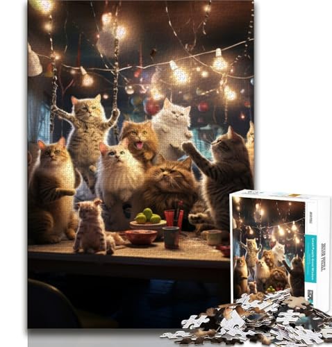 Katzenparty-Puzzle mit 1000 Teilen, anspruchsvolles Spiel und Familienspiel, ganze Familie, 38x52cm Katzenparty-Puzzle mit 1000 Teilen, anspruchsvolles Spiel und Familienspiel, ganze Familie, 38x52cm von FLKFDOZ