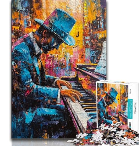 Klavier Spielen, Ölgemälde-Puzzle für Erwachsene, 1000 Puzzles, anspruchsvolles Spiel und Familienspiel mit vollständig ineinandergreifenden, zufällig geformten Teilen, 50x75cm Klavier Spielen, Ölgemälde-Puzzle für Erwachsene, 1000 Puzzles, anspruchsvolles Spiel und Familienspiel mit vollständig ineinandergreifenden, zufällig geformten Teilen, 50x75cm von FLKFDOZ